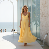 Maxi-iltamekko - A-linjainen - Laskostettu - V-pääntie