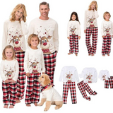 Joulupyjama perhe matching setti jouluisella kuviolla pitkähihaiset topit ja housut