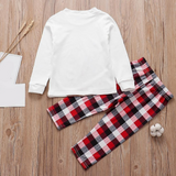 Joulupyjama perhe matching setti jouluisella kuviolla pitkähihaiset topit ja housut