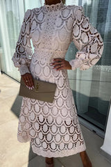 Midi-mekko pitsihihalla - Romanttinen ja elegantti-Mekot-EmiyoSuomi