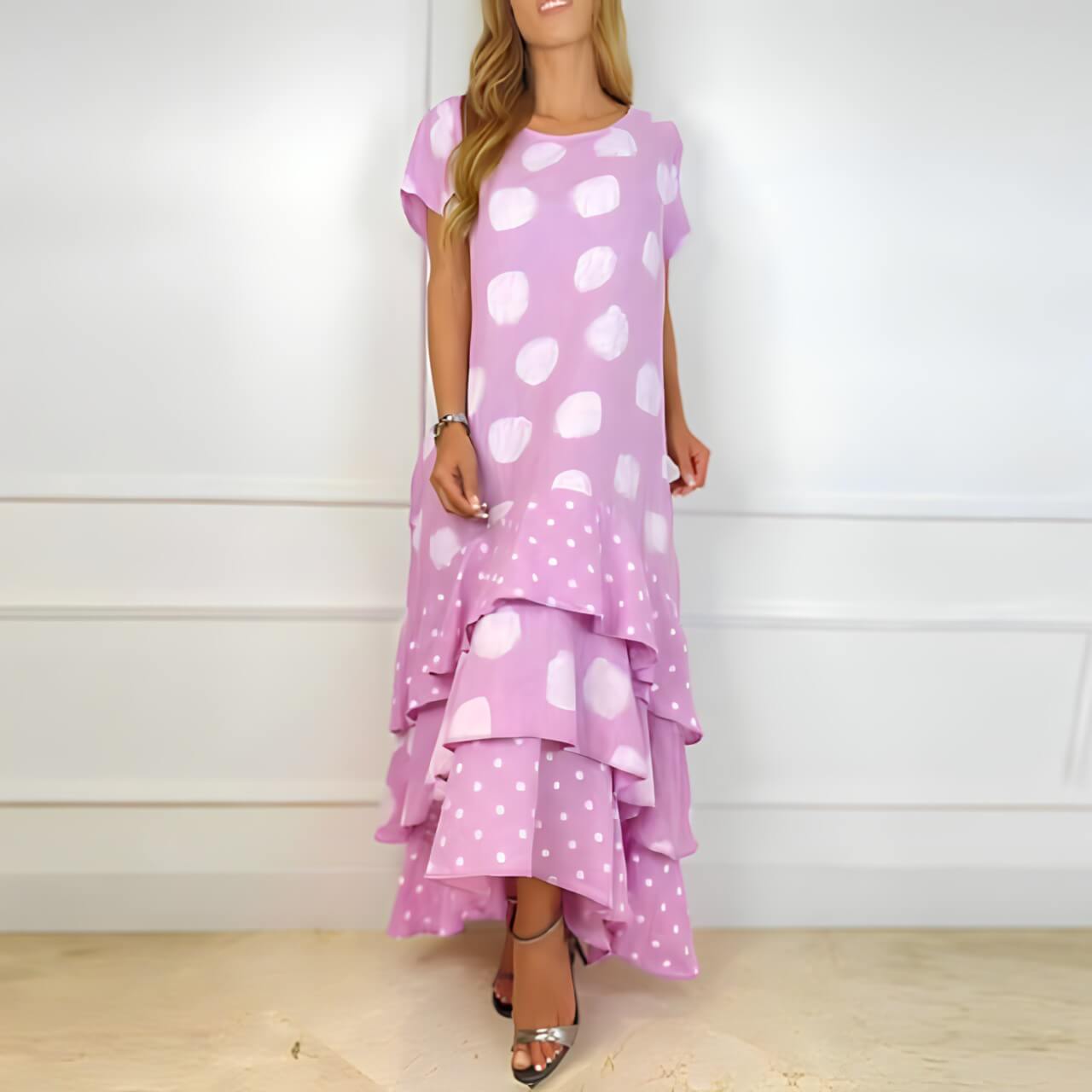 Longue Robe à Volants et Ruchés - Élégance Chic-Mekot-EmiyoSuomi