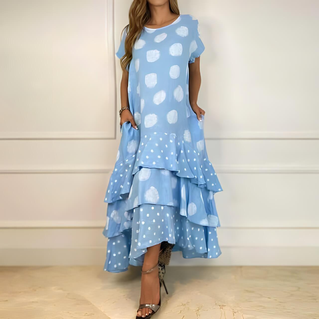 Longue Robe à Volants et Ruchés - Élégance Chic-Mekot-EmiyoSuomi