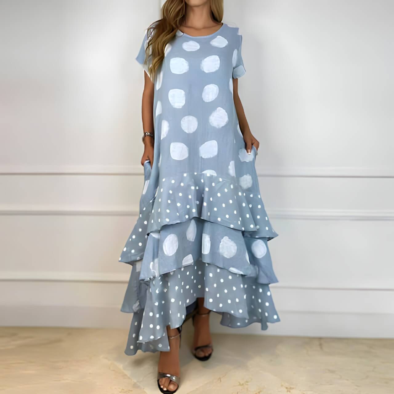Longue Robe à Volants et Ruchés - Élégance Chic-Mekot-EmiyoSuomi