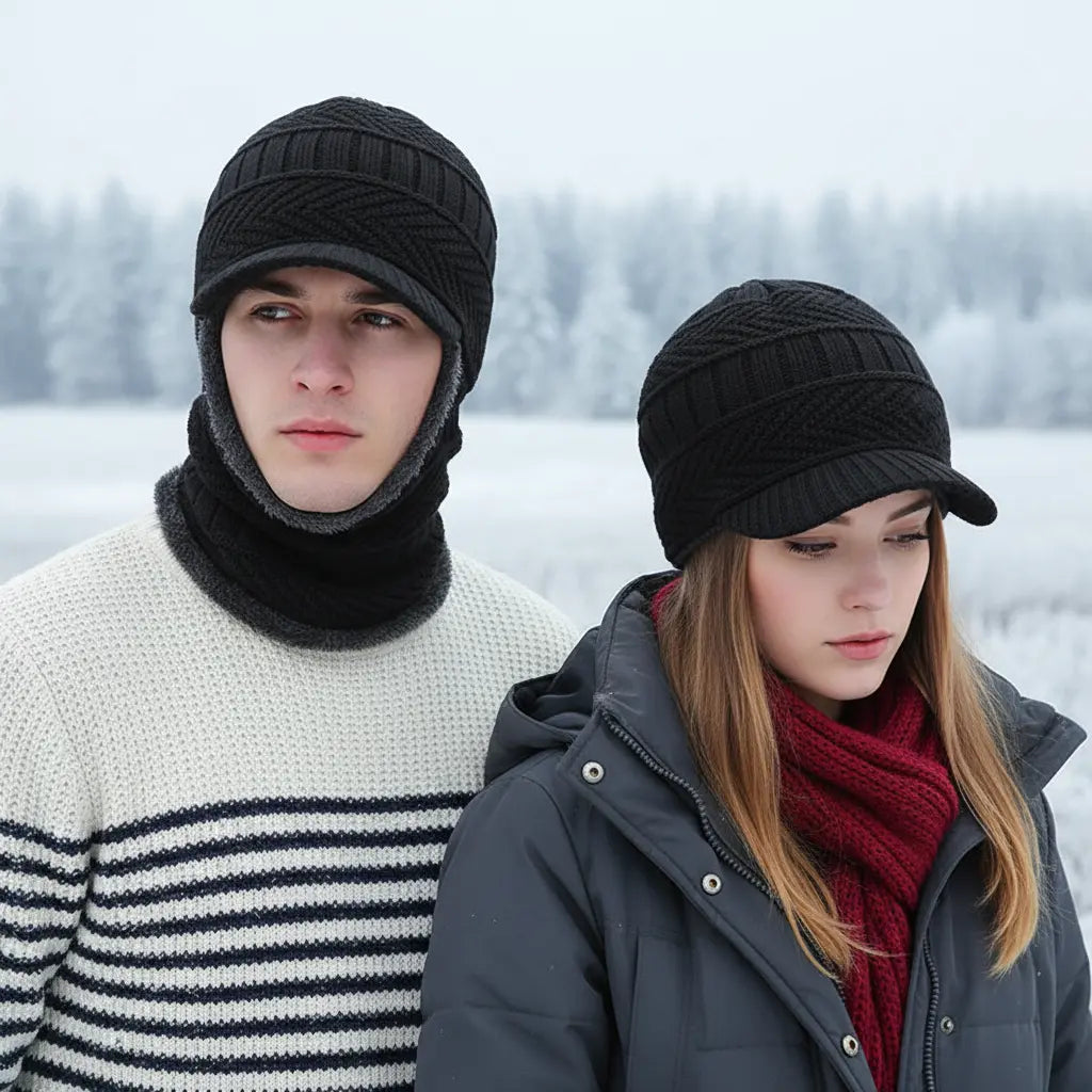 Pipo | Talvihattu kasvosuojalla | Lämmin unisex hattu | Kasvot peittävä malli