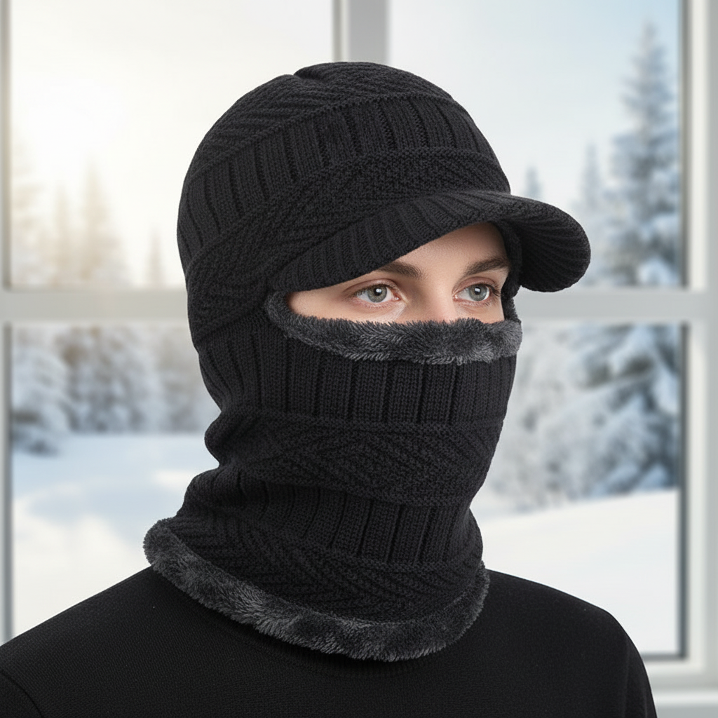 Pipo | Talvihattu kasvosuojalla | Lämmin unisex hattu | Kasvot peittävä malli