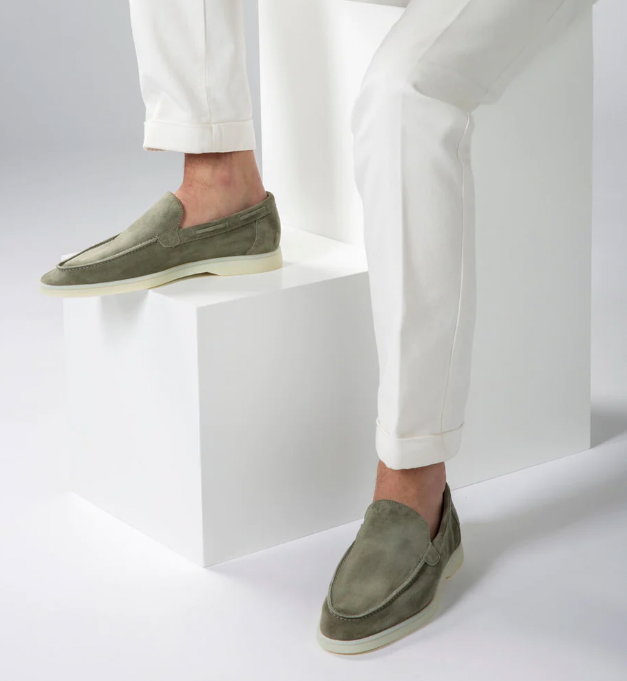 Miesten nahkaiset loaferit slip-on mokkanahasta