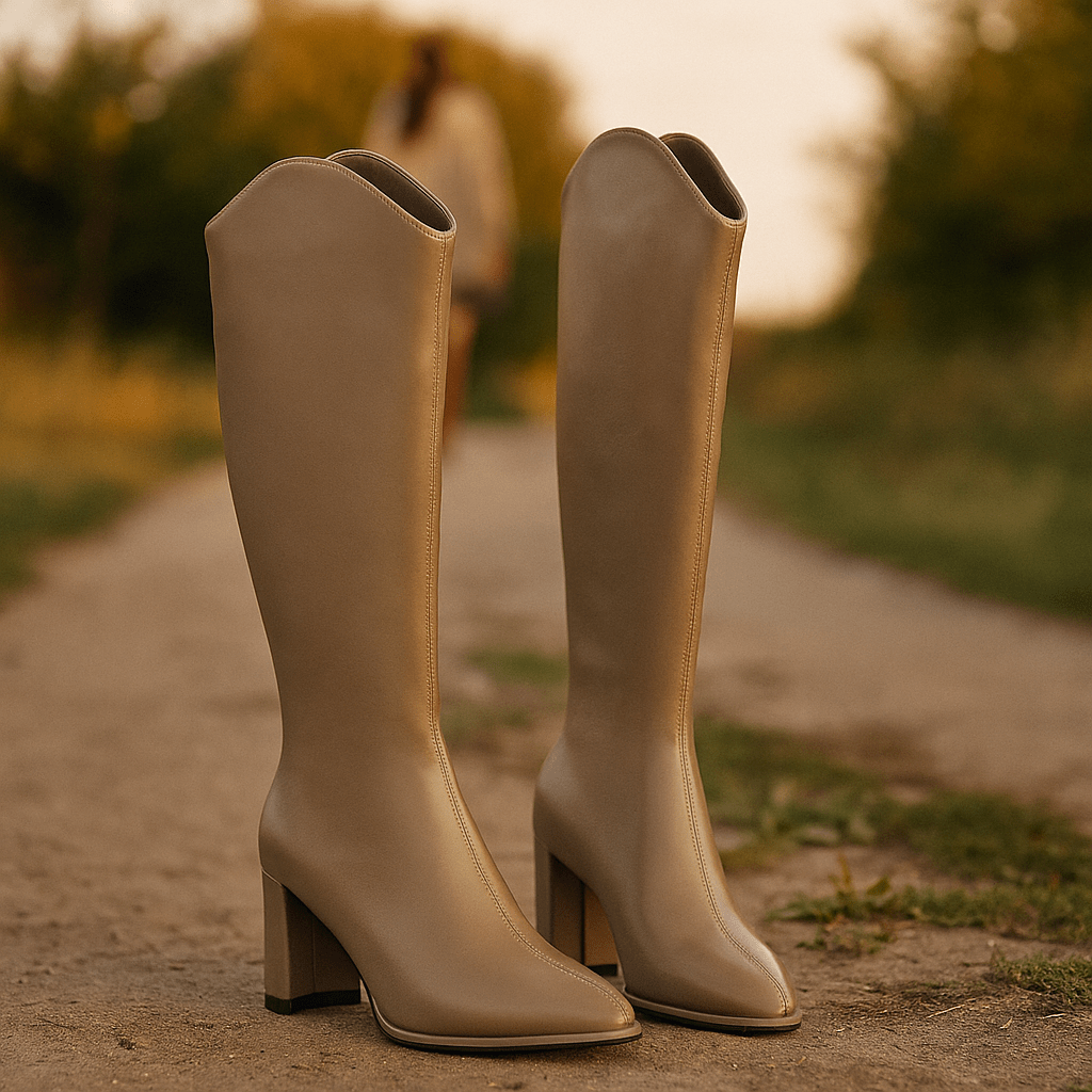 Adele – Nahkasaappaat polveen - Tyylikkäät ja kestävä - EmiyoSuomi - Saappaat Nainen