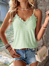 Naisten V-pääntie - pitsinen kesätoppi - ohuilla olkaimilla