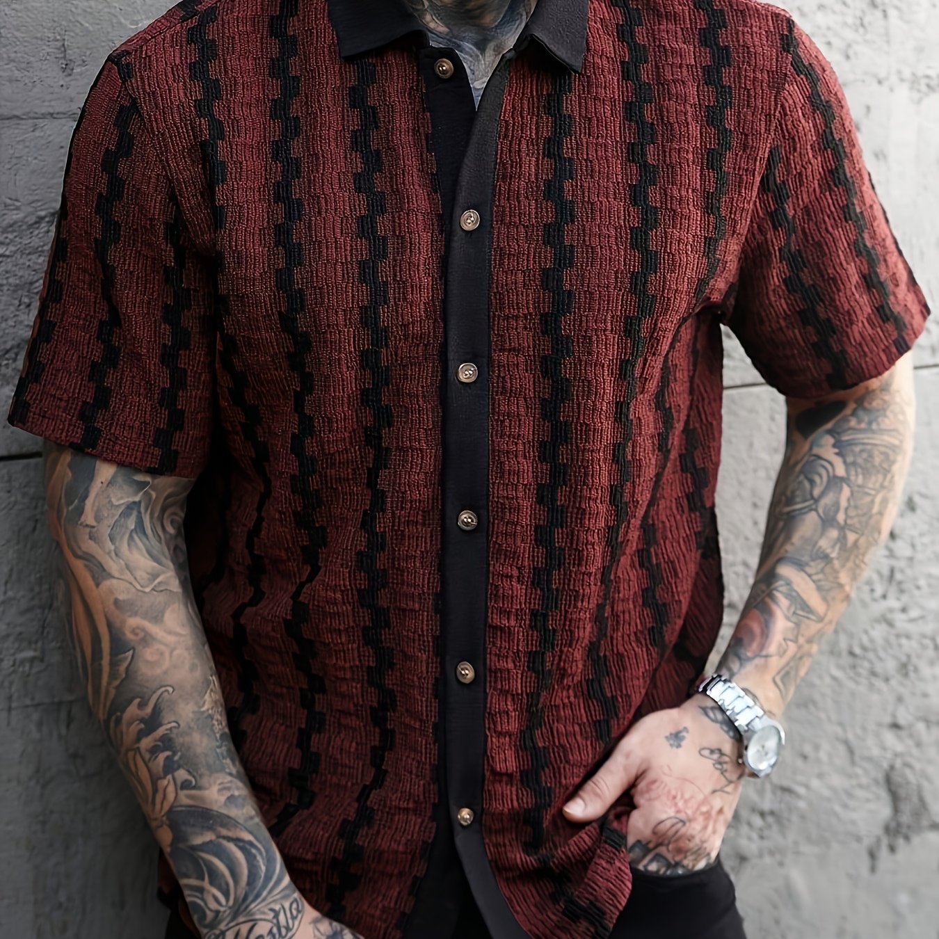 Miesten Puuvilla Casual Paita | Lyhyt Hiha, Retro Printti