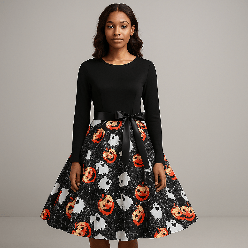 Benedetta - Elegant Pitkähiha Kostyymi Mekko - Mukava Design - EmiyoSuomi - Halloween