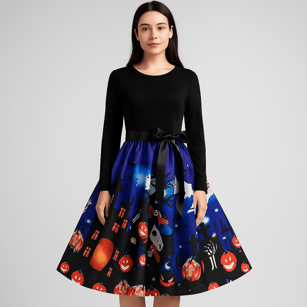 Benedetta - Elegant Pitkähiha Kostyymi Mekko - Mukava Design - EmiyoSuomi - Halloween