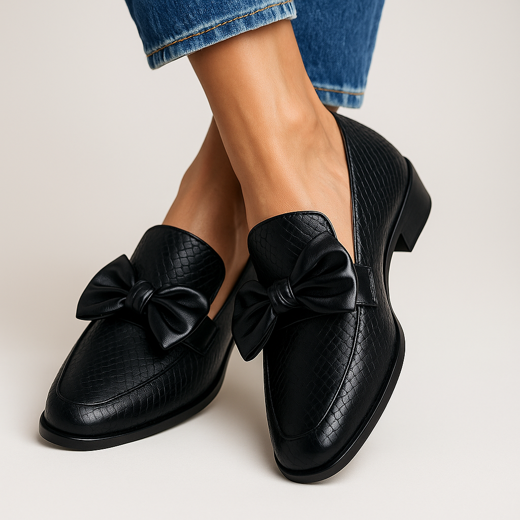 Naisten loaferit | Ortopedinen musta nahka | Slip-on
