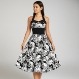 Bettina Midi Mekko - Pääkallo Printti - Uniikki Muoti - EmiyoSuomi - Halloween