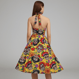 Bettina Midi Mekko - Pääkallo Printti - Uniikki Muoti - EmiyoSuomi - Halloween