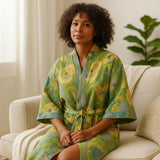 BloomEase – Ylellinen Puuvillahuopa Herkällä Kukkakuviolla Rentoutumiseen Elämässä - EmiyoSuomi - Kylpytakit