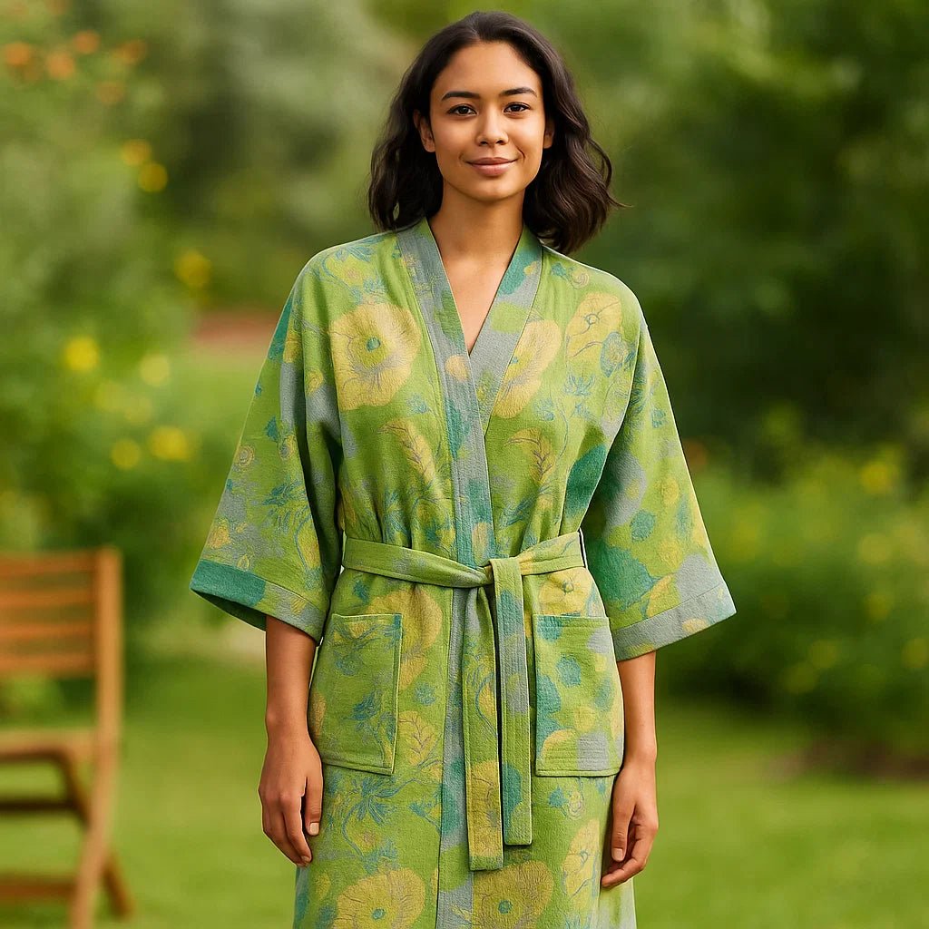 BloomEase – Ylellinen Puuvillahuopa Herkällä Kukkakuviolla Rentoutumiseen Elämässä - EmiyoSuomi - Kylpytakit