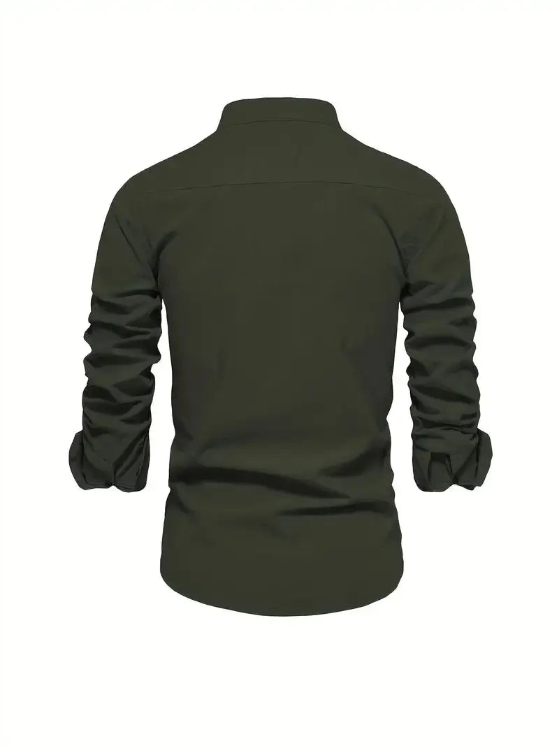 Miesten paita slim fit napitus kaulus, hengittävä casual