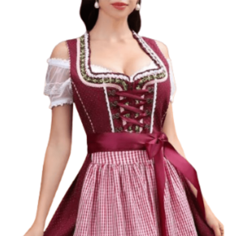 Dame Dirndl Mekko - Korkealaatuinen Materiaali - Perinteinen Oktoberfest Asu - EmiyoSuomi - Oktoberfest - Nainen