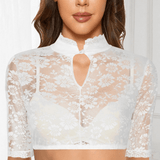 Dame Korkeakauluksinen Dirndlbluse - Puuvillasekoitus - Tyylikäs Oktoberfest - juhlapuku - EmiyoSuomi - Oktoberfest - Nainen