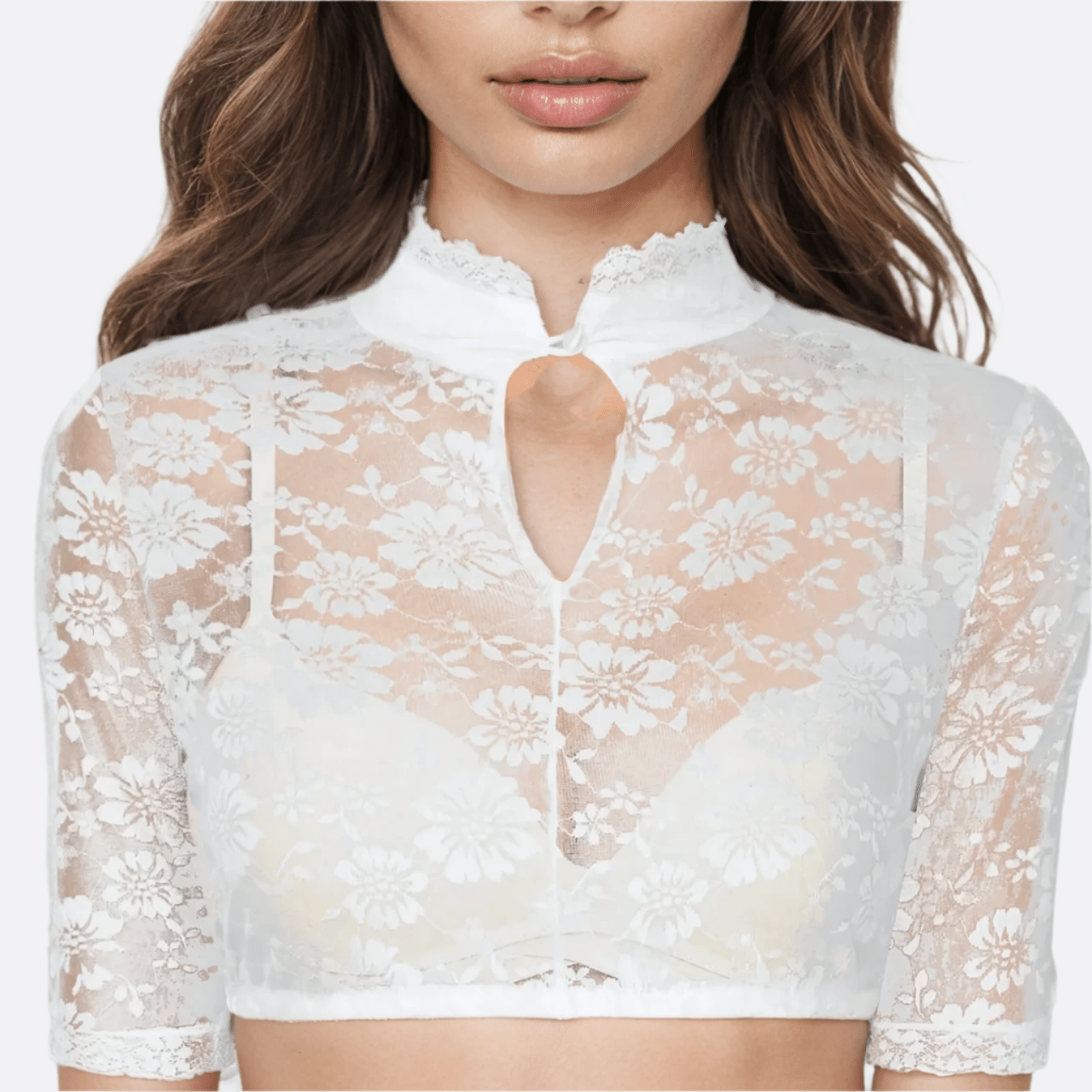 Dame Korkeakauluksinen Dirndlbluse - Puuvillasekoitus - Tyylikäs Oktoberfest - juhlapuku - EmiyoSuomi - Oktoberfest - Nainen