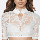 Dame Korkeakauluksinen Dirndlbluse - Puuvillasekoitus - Tyylikäs Oktoberfest - juhlapuku - EmiyoSuomi - Oktoberfest - Nainen