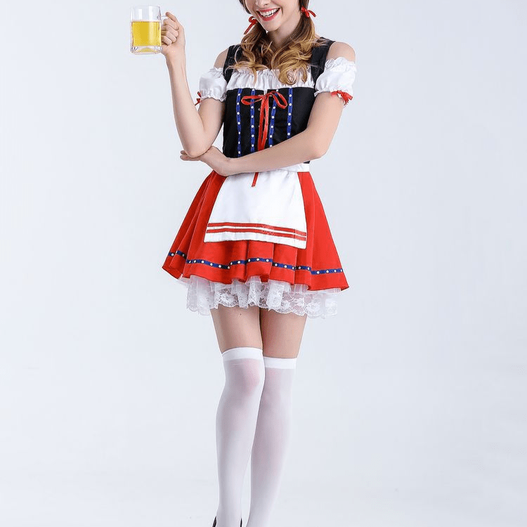 Dame Mini Dirndl Mekko - Kevyt Materiaali - Oktoberfest Juhlapuku - EmiyoSuomi - Oktoberfest - Nainen