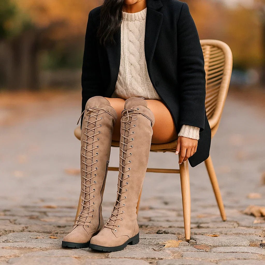 Dame Yli - polven saappaat - Nauha - design - Kestävä Profiili - Stilla - EmiyoSuomi - Saappaat Nainen