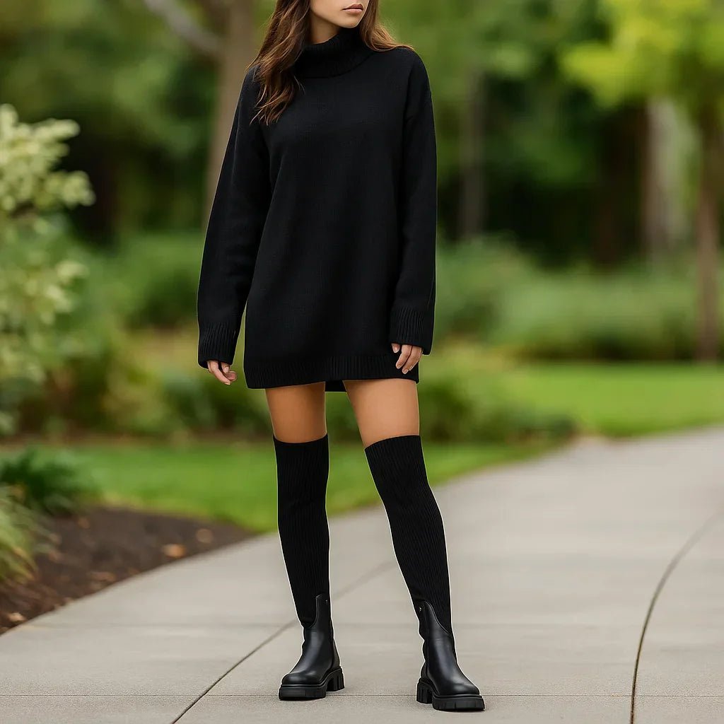 Dame Yli - polven saappaat - Rakenteellinen Neule - Kestävä Pohja - Stilla - EmiyoSuomi - Saappaat Nainen