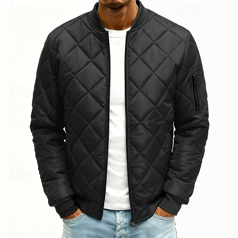 Miesten bomber takki vatteroitu ruutukuvioinen ribatuilla boordeilla