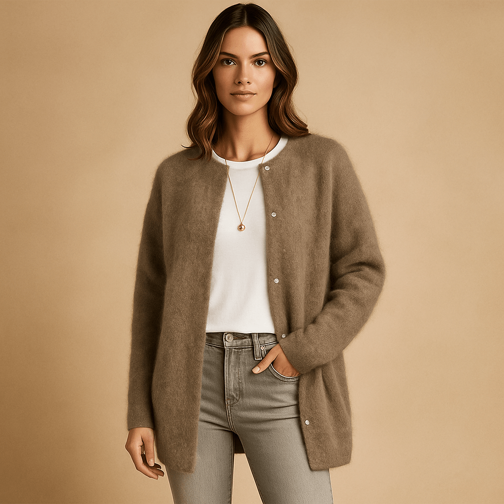 Elegantti neuletakki - Tyylikäs mukavuus - Ajaton muotoilu - EmiyoSuomi - Neulepusero Nainen