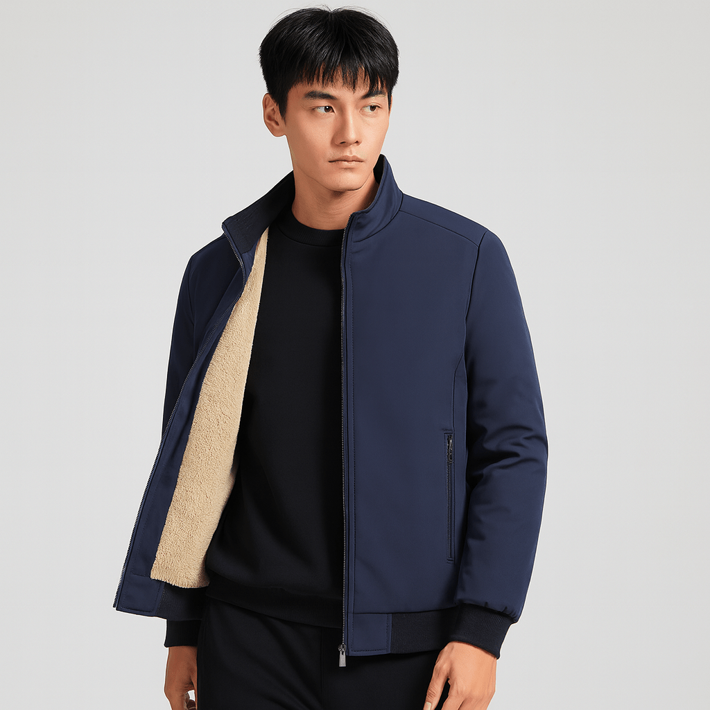 Erik | Lämmin fleecejakke miehille - Korkea kaulus - Mukavuus - EmiyoSuomi - Bomberjacket - Mies