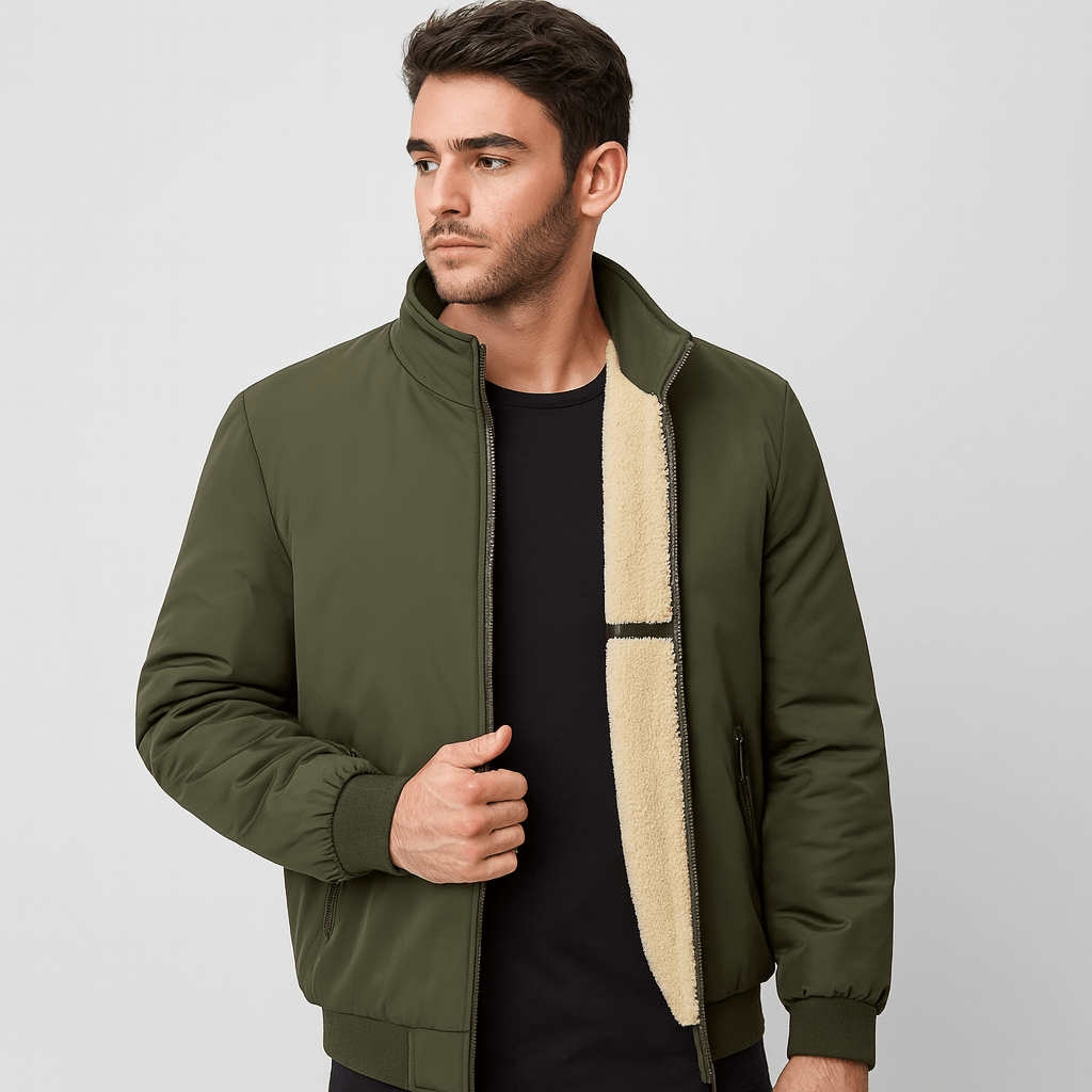 Erik | Lämmin fleecejakke miehille - Korkea kaulus - Mukavuus - EmiyoSuomi - Bomberjacket - Mies