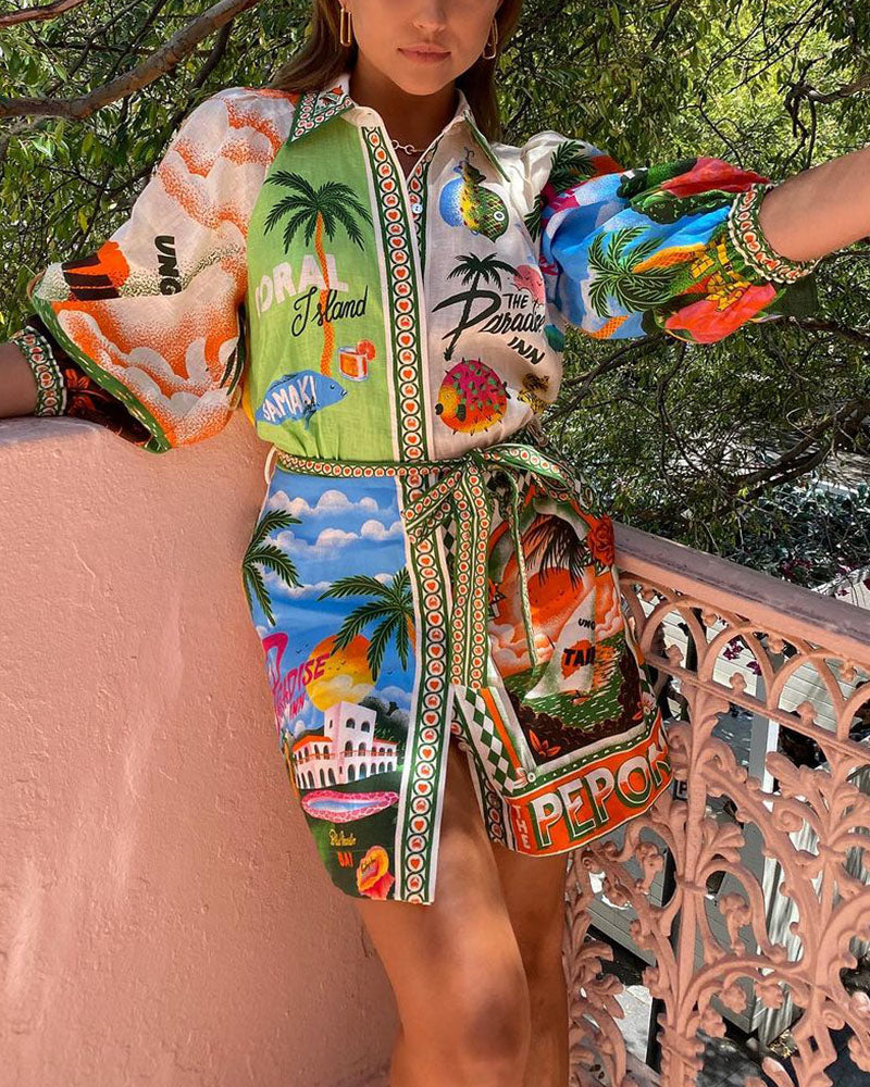 Tropiikkakuosiset Paitamekot - Vyöllä - Kesätyyli-Mekot-EmiyoSuomi