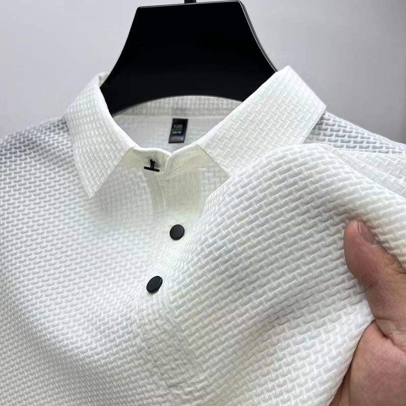 Miesten slim fit paita lyhyillä hihoilla, klassinen vapaa-ajan tyyli