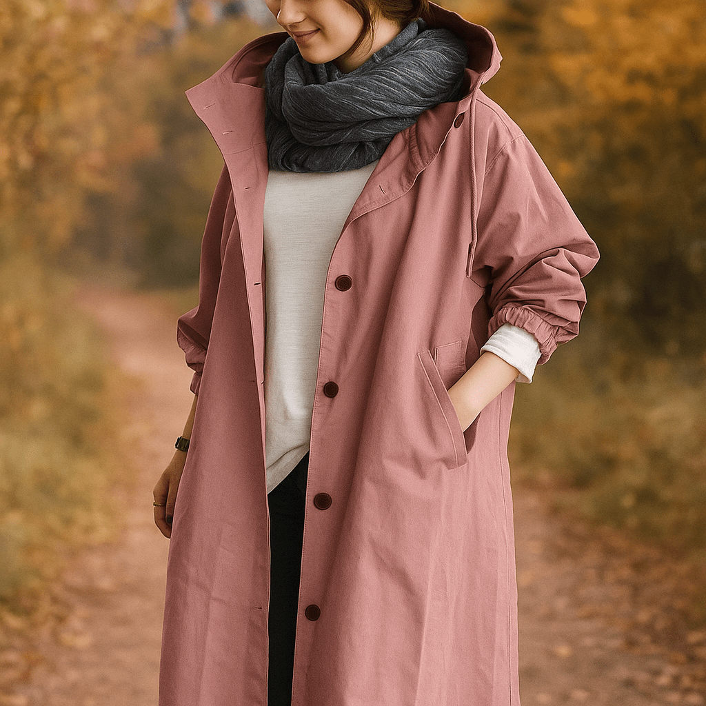 Helena - Vedenpitävä Trench Coat - Huppu - Tyylikäs Suoja - EmiyoSuomi - Takki Nainen
