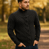 Herre Kabelstrik Neule – Korkea Kaulus – Vetoketjulla – Ribatut Hihansuut - EmiyoSuomi - Villapaita Miehet