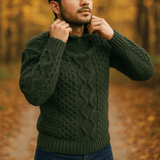 Herre Kabelstrik Neule – Korkea Kaulus – Vetoketjulla – Ribatut Hihansuut - EmiyoSuomi - Villapaita Miehet