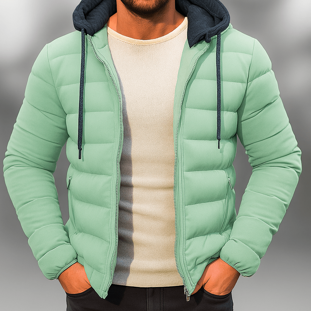 Herre kevyt talvitakki - vetoketju - huppu - kiristysnauha - EmiyoSuomi - Takit - Miehet