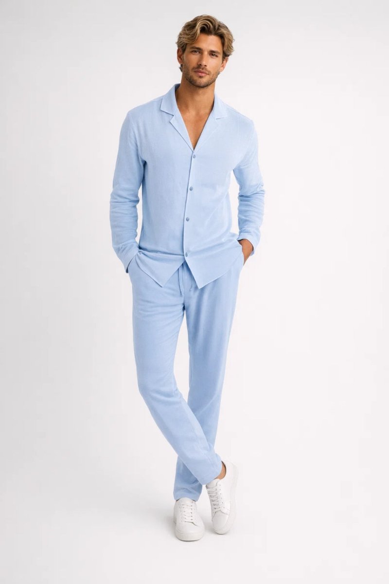 Miesten kesäsarja lyhythihainen paita ja housut, moderni ja elegantti