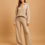 Housut ja Neulepuserosetti - Mukava - Tyylikäs - Laadukas - EmiyoSuomi - Neulepusero Nainen