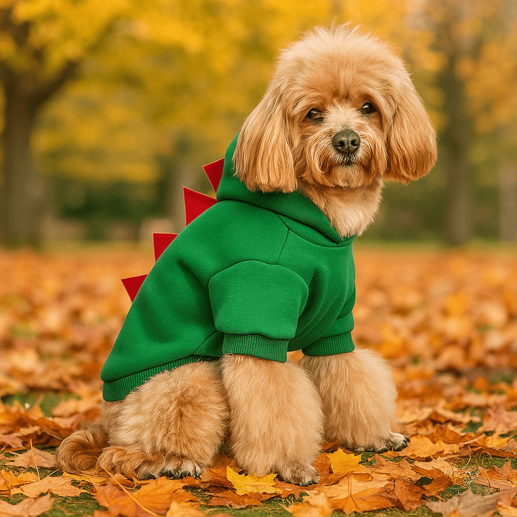 Hund Dinosaur Halloween Hoodie - Lämmin Fleece Puku - Hauska Lemmikkivaatteet - EmiyoSuomi - Halloween