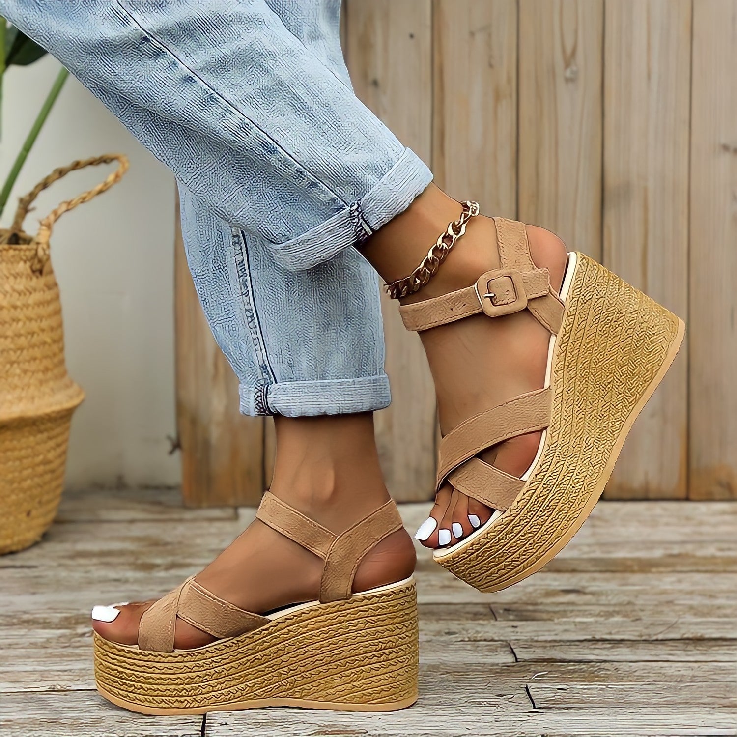 Naisten kiilakorkokengät – Tyylikkäät ja mukautuvat jalkineet-Sandaalit-EmiyoSuomi