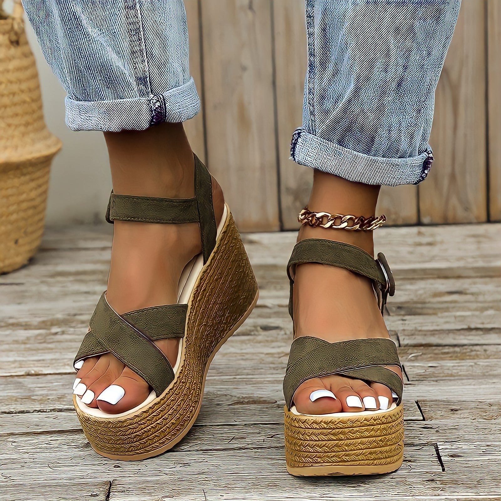 Naisten kiilakorkokengät – Tyylikkäät ja mukautuvat jalkineet-Sandaalit-EmiyoSuomi