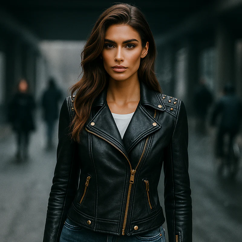 Goottilainen læderjakke til kvinder - stærk stil - unik design