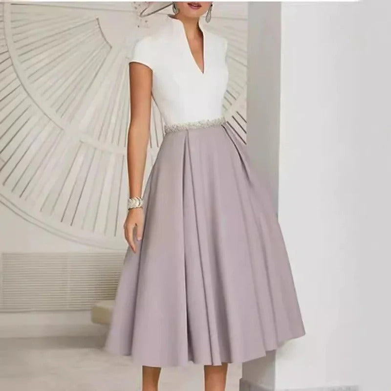 Tyylikäs Kaksivärinen Midi Mekko – Lakkiaismekot