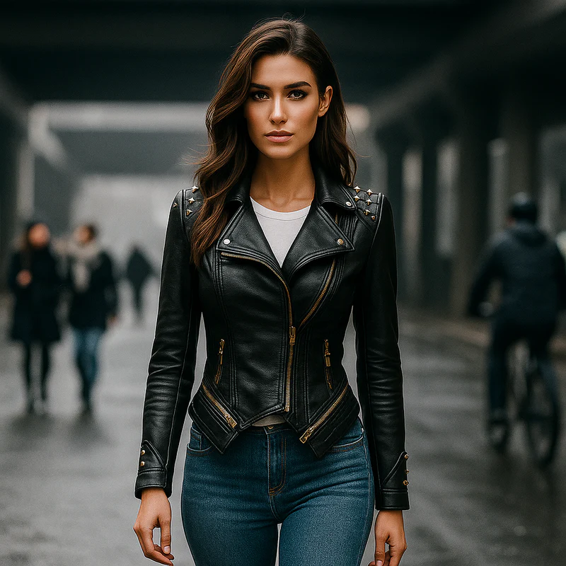 Goottilainen læderjakke til kvinder - stærk stil - unik design