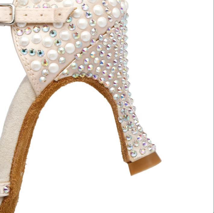 Naisten satiiniset korkokenkälatinakengät - Mukavuus - Tanssityyli-kengät-EmiyoSuomi