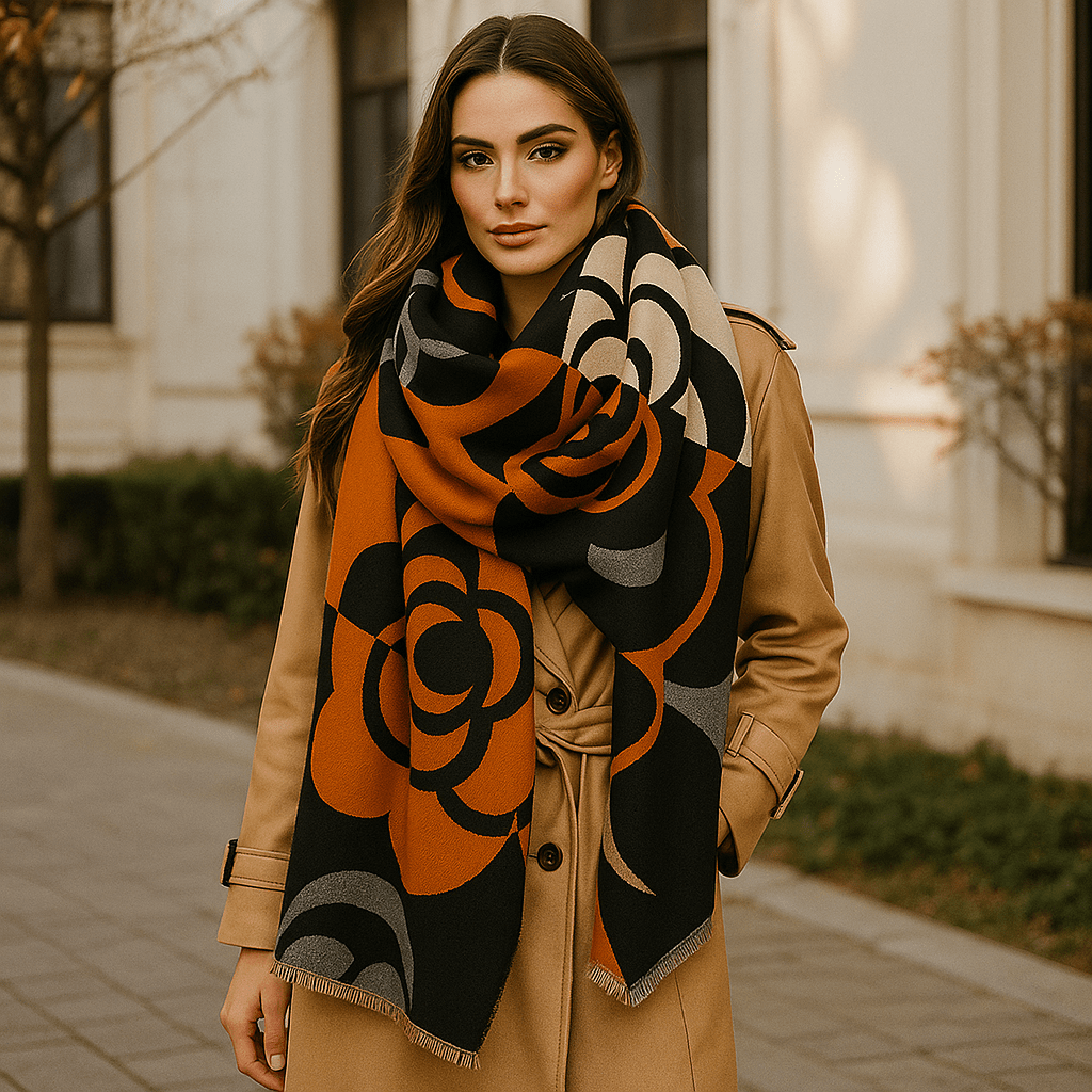Käännettävä Painettu Huivi – Tyylikäs Kukallinen Muotoilu - EmiyoSuomi - Huivit
