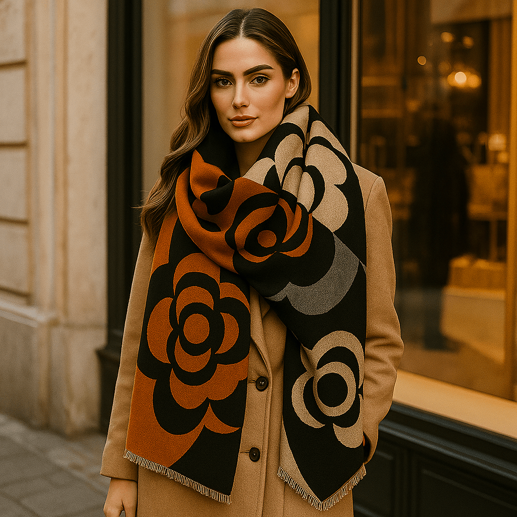 Käännettävä Painettu Huivi – Tyylikäs Kukallinen Muotoilu - EmiyoSuomi - Huivit