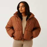 Katri Doudoune - Korkea Kaulus - Vetoketju - Lämmin & Tyylikäs - EmiyoSuomi - Bomberjacket - Nainen